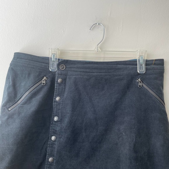 KUHL Green Button Down Corduroy Straight Skirt w 2 Front Zipped Pockets - 14 - Picture 8 of 10